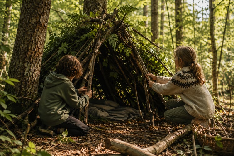 Children Making a Den