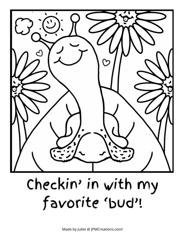 Favorite Bud Summer Sunflower Garden Coloring Page (Letter Size With Text)