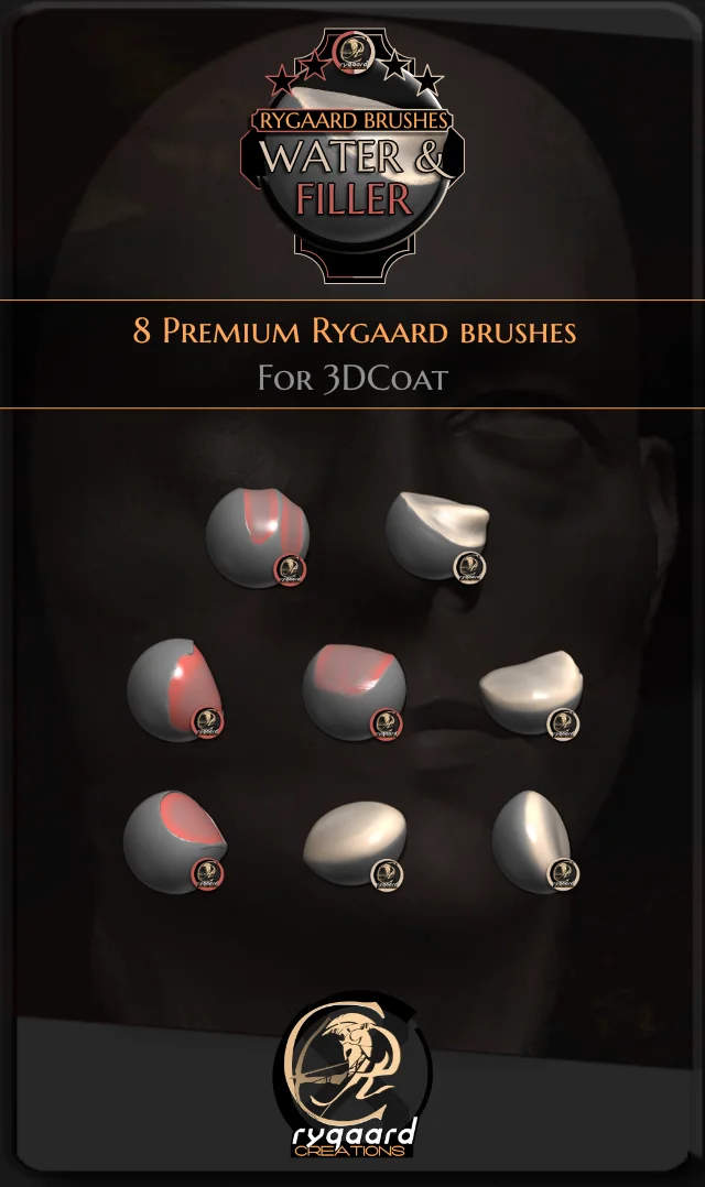 Rygaard Water and Filler brush pack contains 8 different brushes