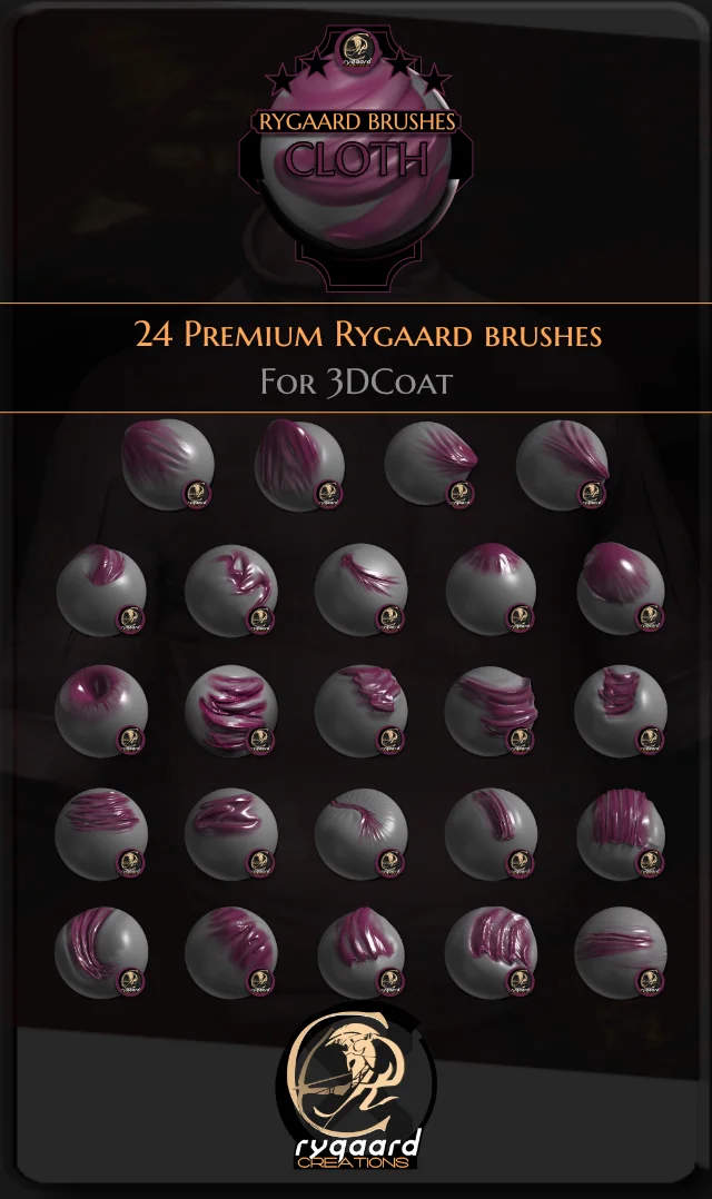 Rygaard Cloth brush pack contains 24 different brushes