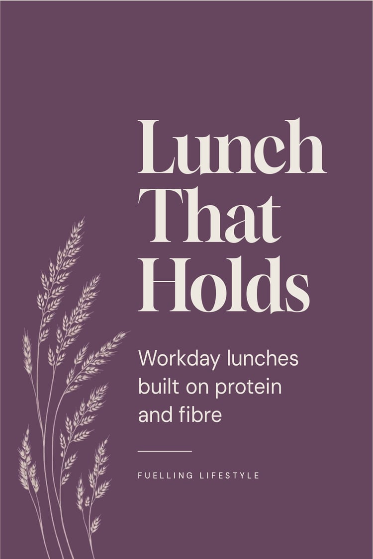Cover of Lunch That Holds, a practical digital guide to workday lunches built on protein and fibre.