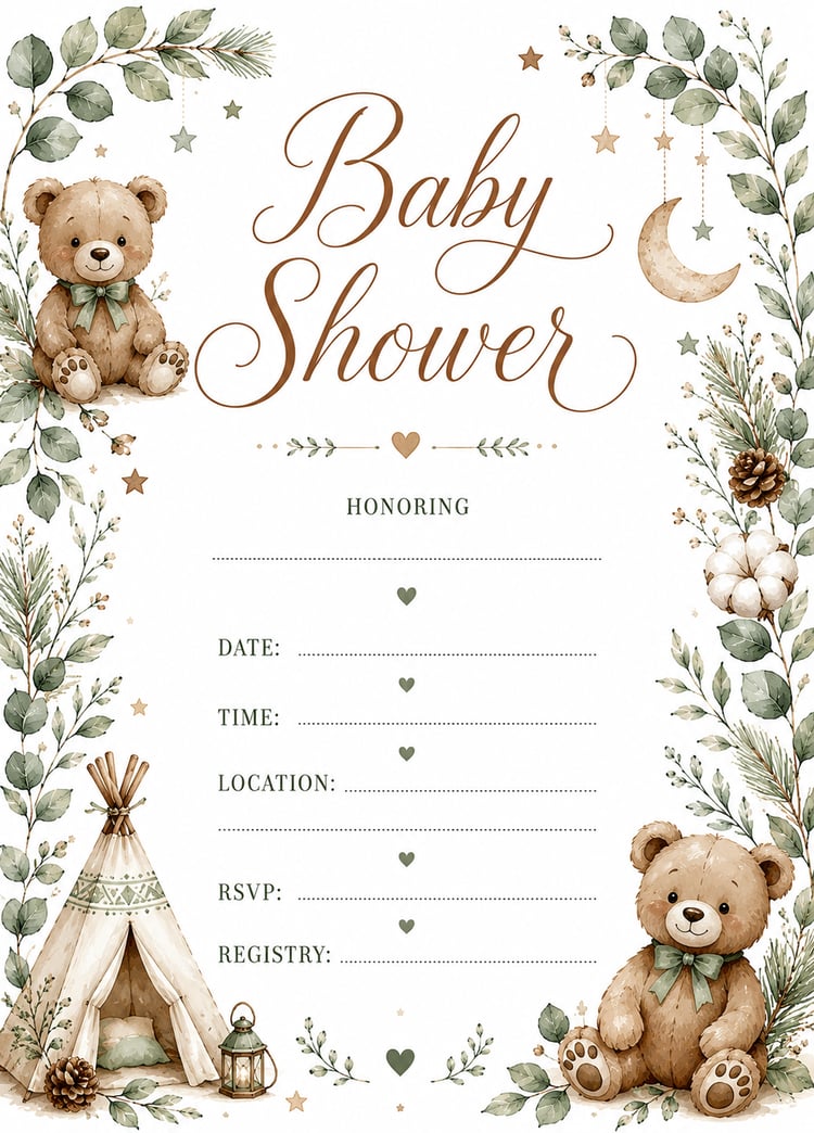 Elegant baby shower invitation with watercolor floral frame and white background  Printable 5x7 baby shower invitation template with soft floral border  Watercolor floral baby shower invite featuring elegant script title  Minimal baby shower invitation wi