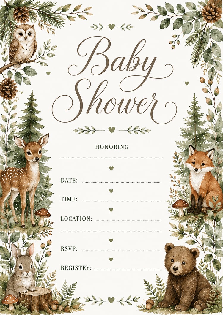 Elegant baby shower invitation with watercolor floral frame and white background  Printable 5x7 baby shower invitation template with soft floral border  Watercolor floral baby shower invite featuring elegant script title  Minimal baby shower invitation wi
