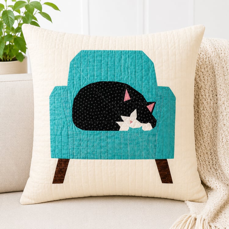 Cat Chair Thief foundation paper piecing pattern quilt block