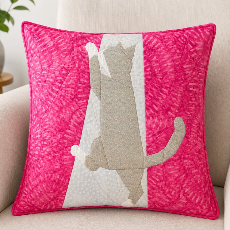Full Bobbin Designs Cat Curtain Climber foundation paper piecing quilt block