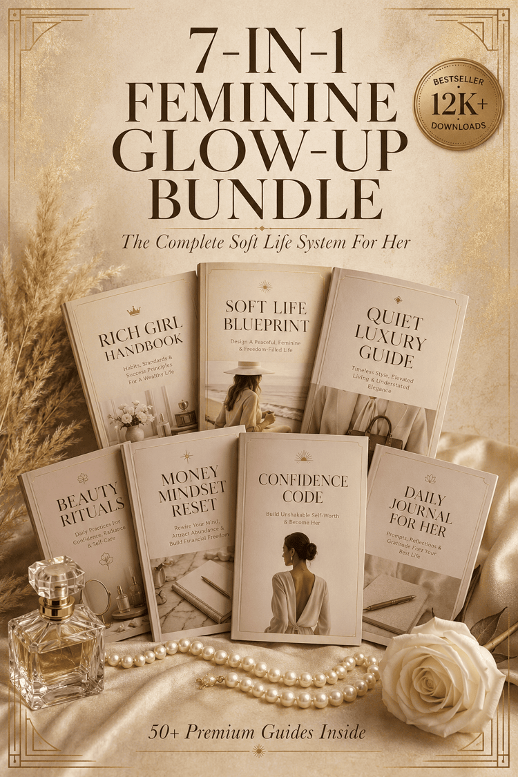 7-in-1 Feminine Glow-Up Bundle PDF | Beauty, Soft Life, Style, Money & Self-Care Guides for Women