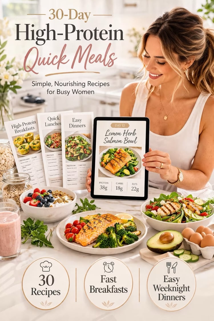 High-Protein Meal Plan PDF | 30 Quick Recipes for Busy Women