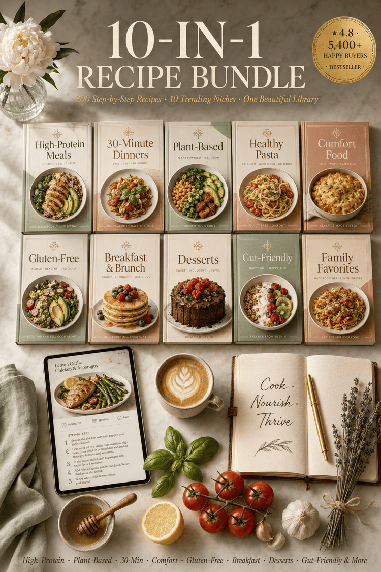 Women's Recipe Bundle: 300 Easy Step-by-Step Meals | Digital Cookbook PDF
