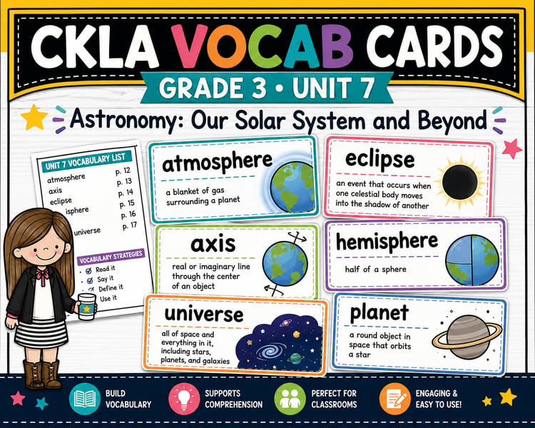 CKLA Grade 3 Unit 7 Vocabulary | Astronomy Word Study Activities & Resources