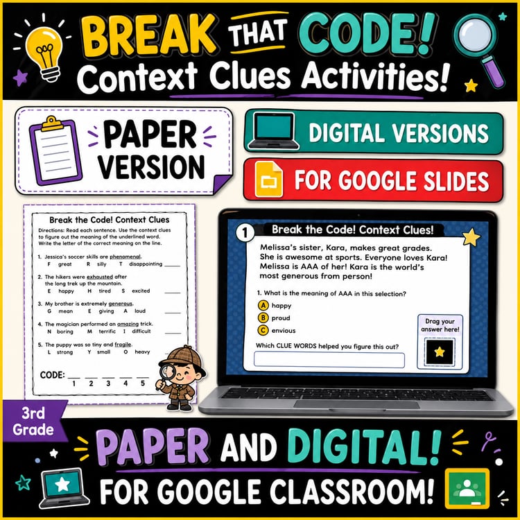 Break That Code! Context Clues | Reading Comprehension & Vocabulary Activity
