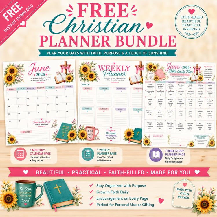 FREE June 2026 Bible Study Plan & Christian Planner Bundle | Pay What You Want | Monthly Calendar & Weekly Planner Printable PDF