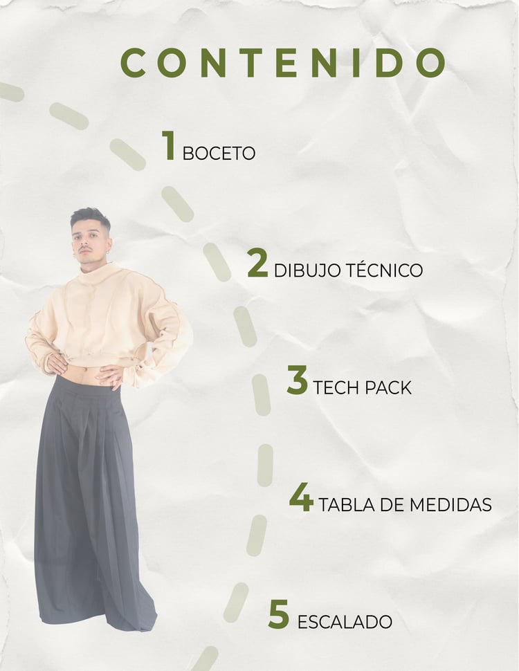 portafolio, diseñador, moda, patronista, digital, eduardo, real, ficha, técnica, dibujo, técnico, escalado, pantalones, suéter