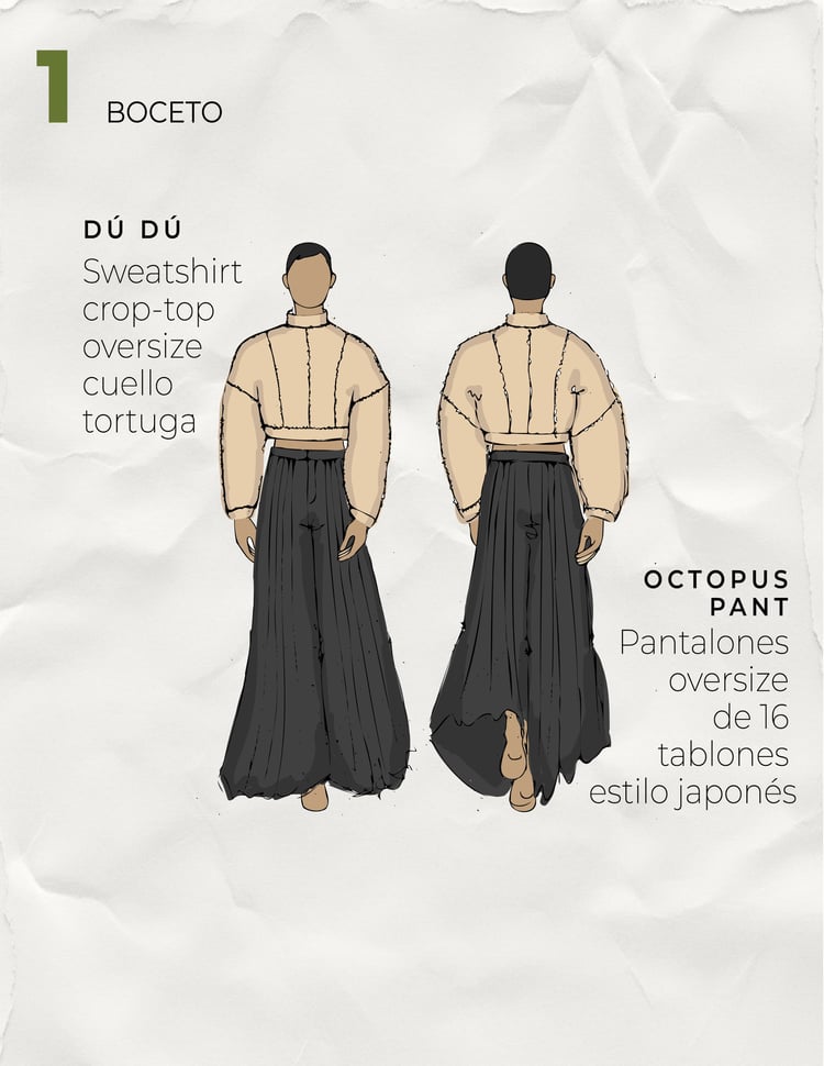 portafolio, diseñador, moda, patronista, digital, eduardo, real, ficha, técnica, dibujo, técnico, escalado, pantalones, suéter