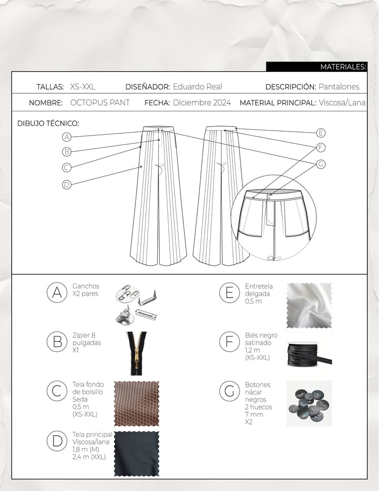 portafolio, diseñador, moda, patronista, digital, eduardo, real, ficha, técnica, dibujo, técnico, escalado, pantalones, suéter