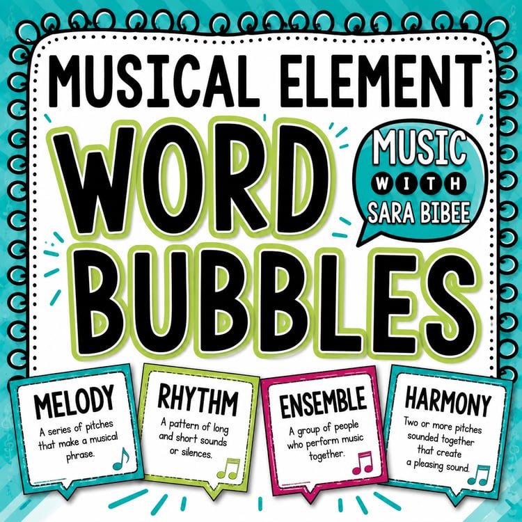 Musical Elements Word Bubbles | Music Vocabulary Classroom Decor