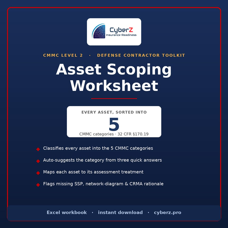 CMMC Level 2 asset scoping worksheet for NIST 800-171 — Excel