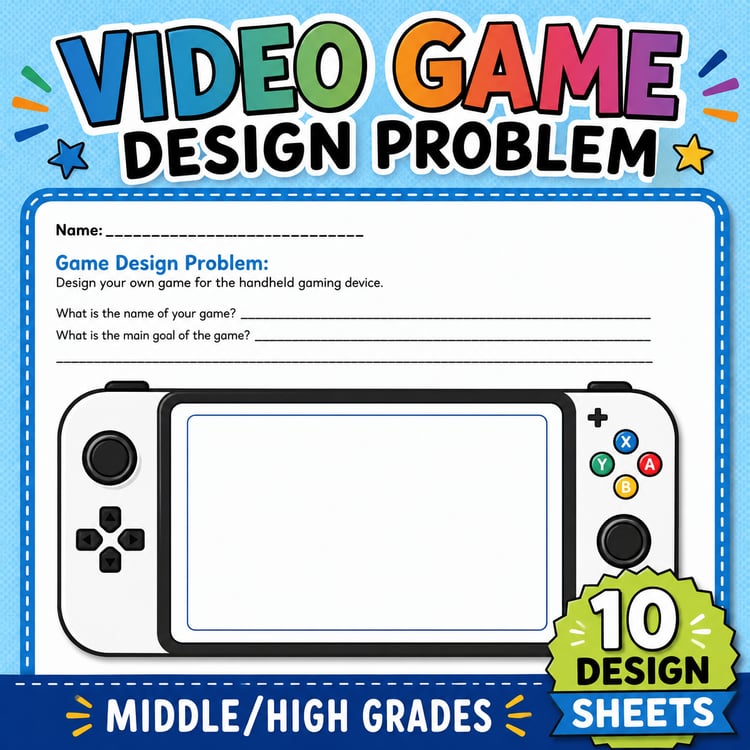 Video Game Design Worksheets Bundle | 10 Creative Activities for Middle & High School