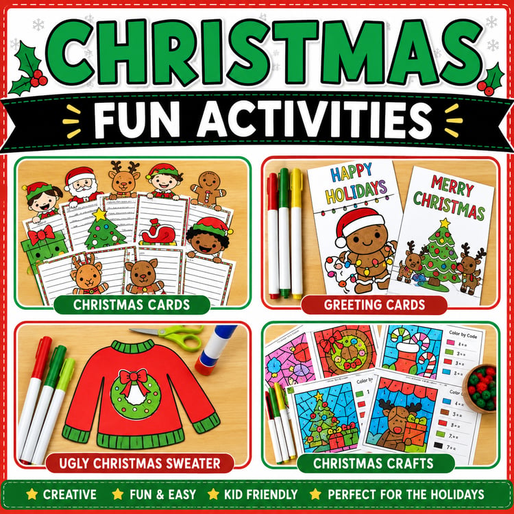 Christmas Crafts & Activities | Christmas Cards, Writing Prompts & Ugly Sweater Craft