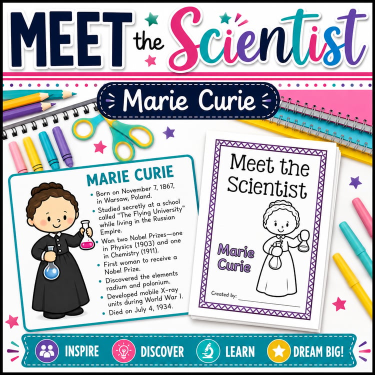 Marie Curie Biography Activity | Famous Scientist Study for Women’s History Month