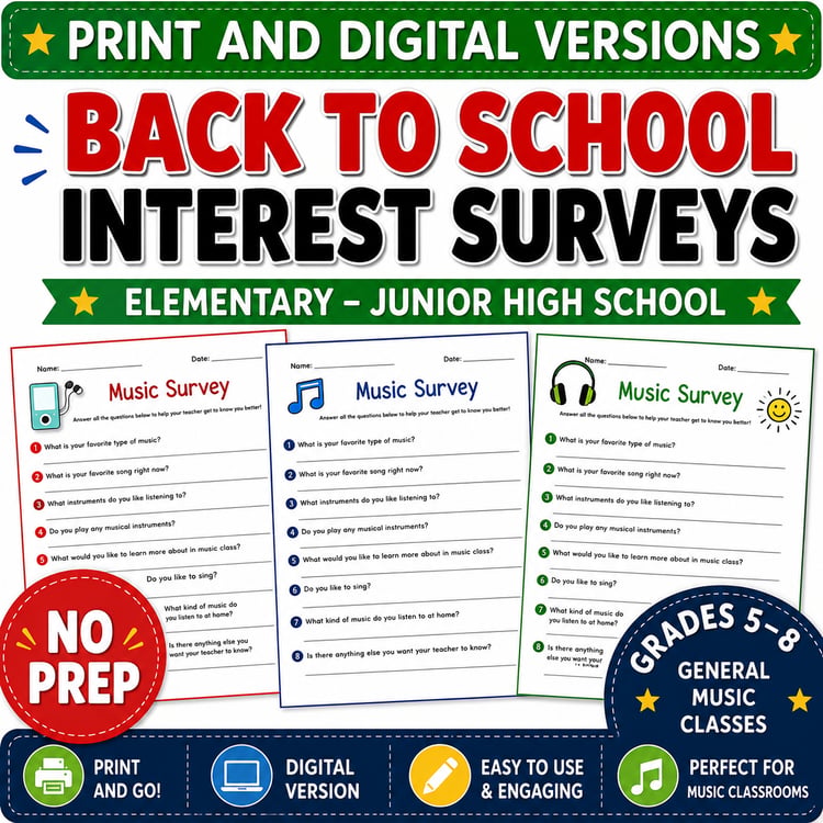 Back-to-School Music Activities | General Music Class Lessons & Digital Resources