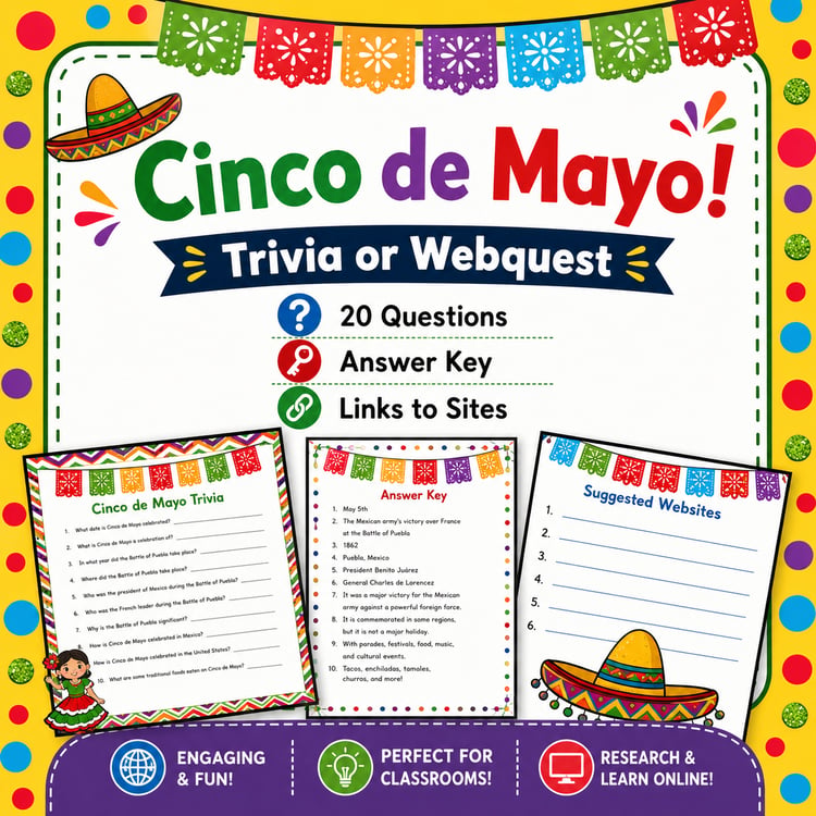 Cinco de Mayo Trivia WebQuest Activity | Fun Cultural Research Lesson Plan