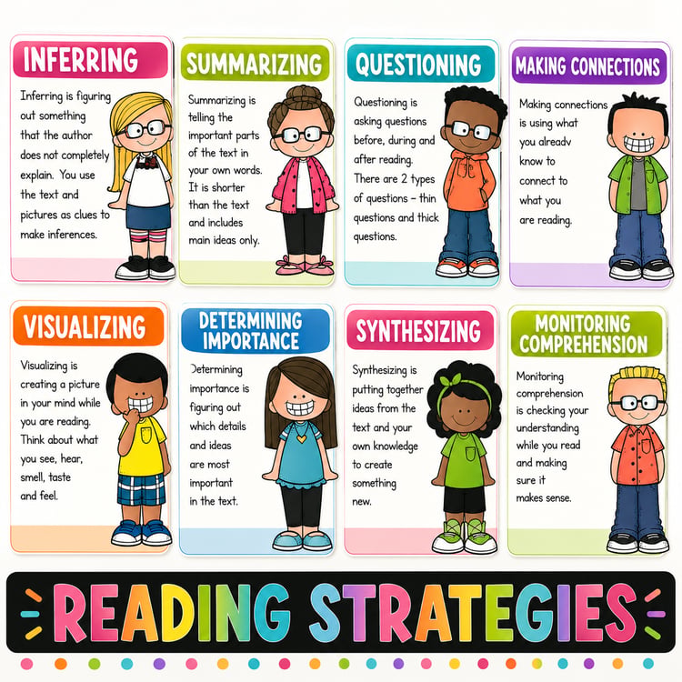 Reading Strategies Posters & Anchor Charts for Classroom Literacy