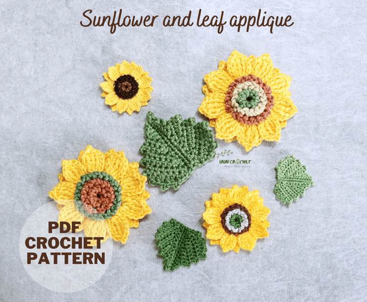 sunflower applique crochet pattern by lalafcrochet