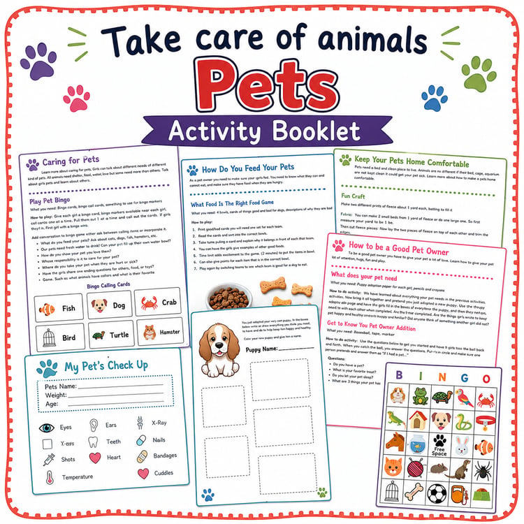Brownie Girl Scout Pets Activity Booklet | Pet Care & Responsibility Activities