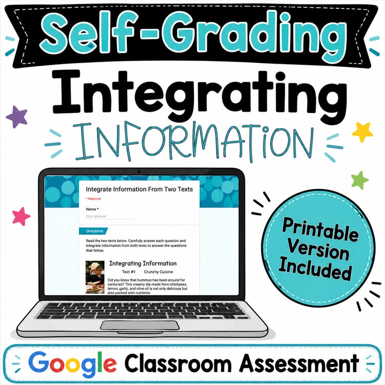 RI4.9 RI5.9 - Integrating Information Quiz: Self-Grading [DIGITAL + PRINTABLE]