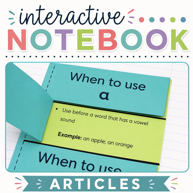 Articles Grammar Interactive Notebook | A, An & The Activities for Students