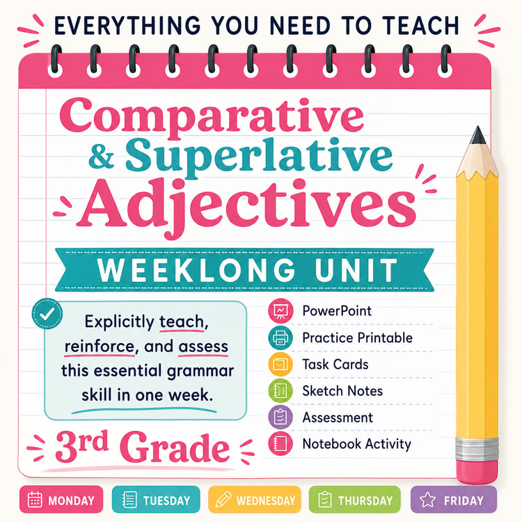3rd Grade Grammar Unit | Comparative & Superlative Adjectives