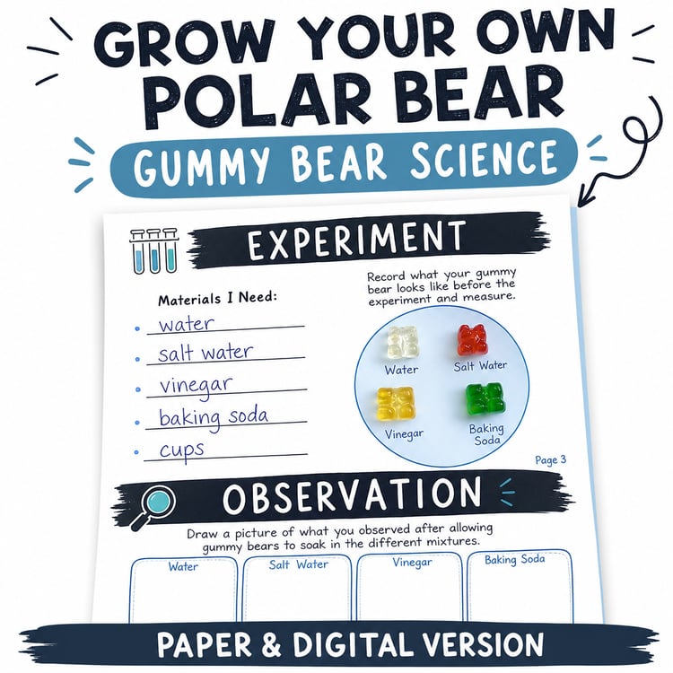Grow Your Own Polar Bear Science Experiment | Fun Gummy Bear STEM Activity