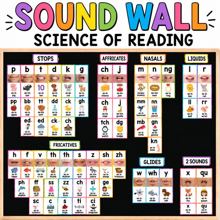 Sound Wall Mouth Pictures & Phonics Posters | Science of Reading Aligned