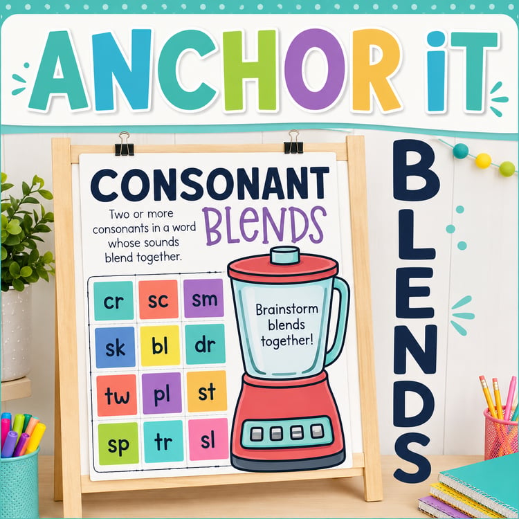 Interactive Kindergarten Anchor Charts | S, L & R Blends Phonics Anchor Charts