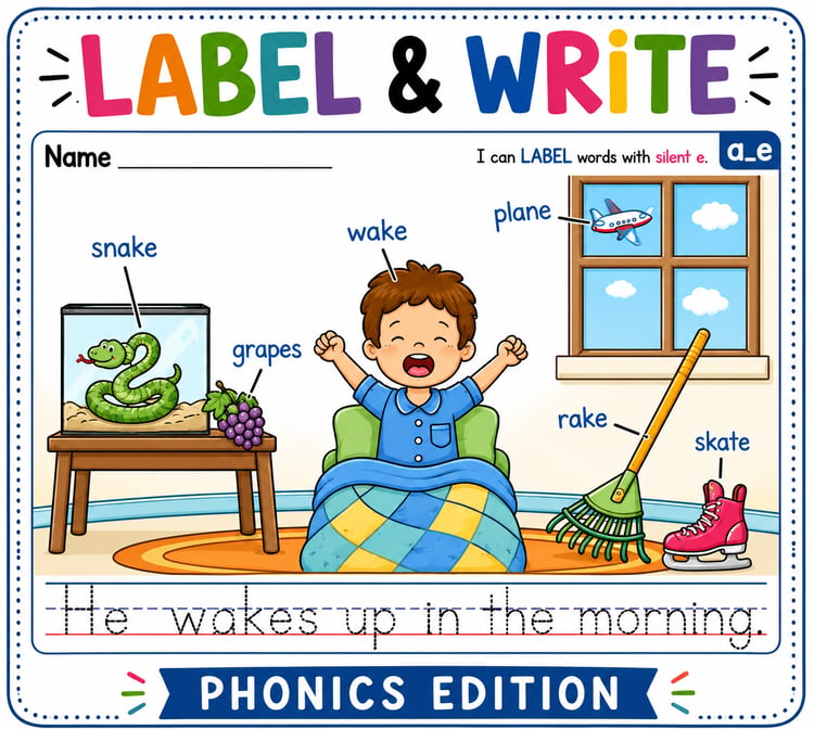 Labeling Pictures Writing Activities | Kindergarten & 1st Grade Phonics Practice (CVC & Digraphs)
