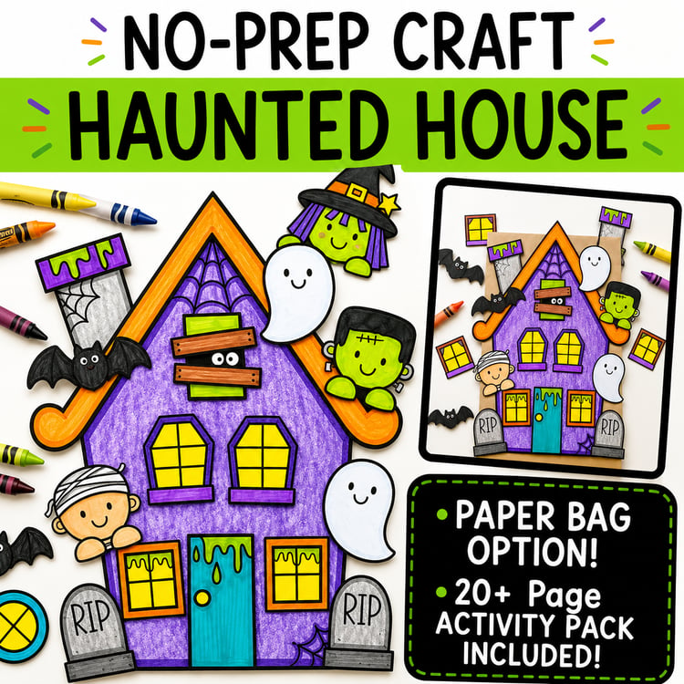 Build a Haunted House Craft | Halloween Writing, Coloring Pages & Bulletin Board Activity