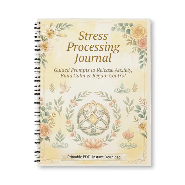 Stress Processing Journal cover page with calming aesthetic.
