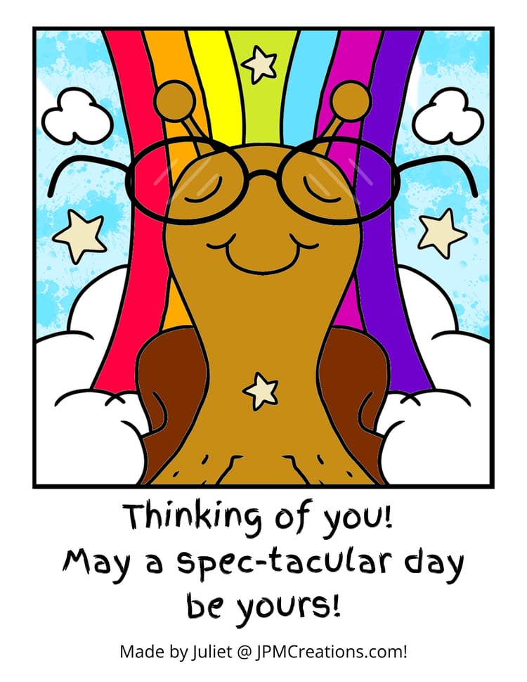 Cute Snail With Rainbow And Glasses Spec-tacular Day Tent Coloring Postcard
