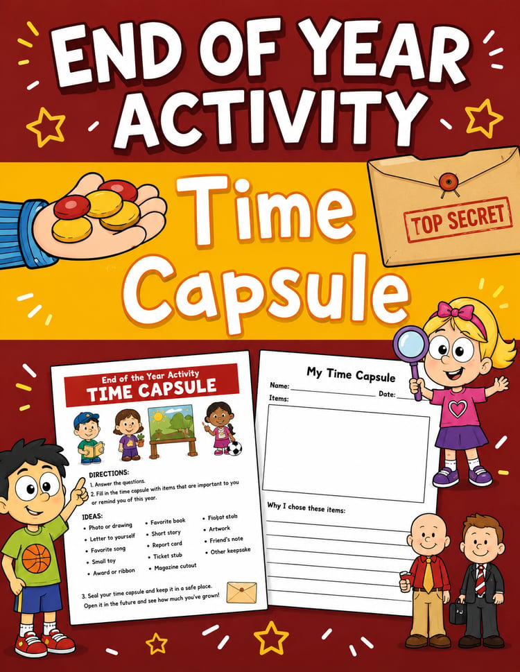 End-of-Year Time Capsule Activity | Elementary Classroom Reflection & Memory Project