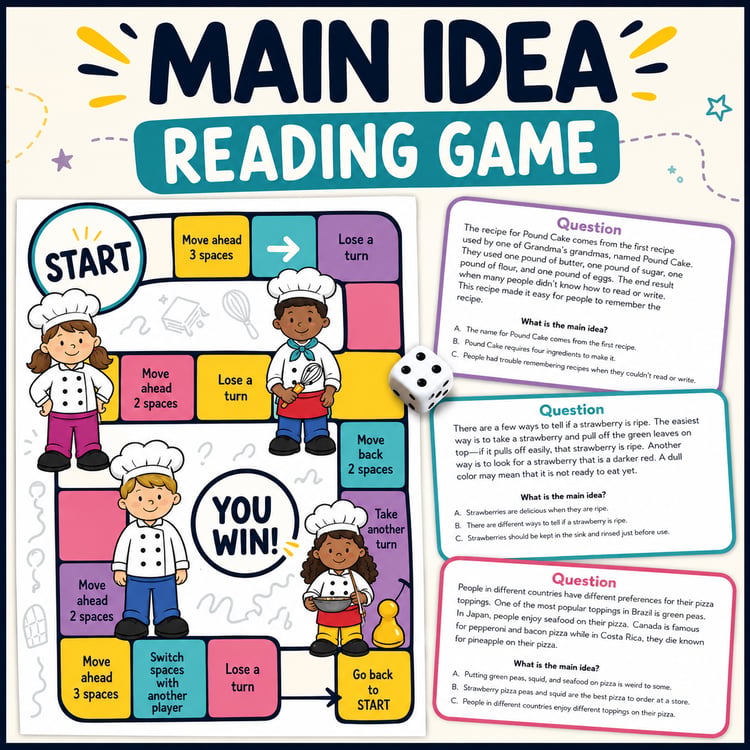Main Idea & Supporting Details Task Cards | ELA Reading Centers