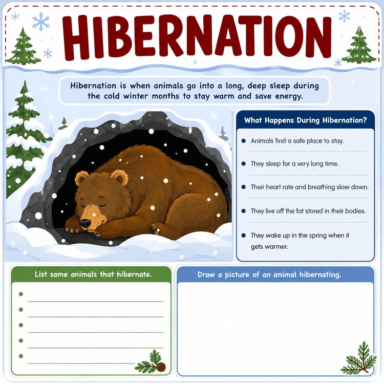 Hibernation Activities & Worksheets | Animals in Winter for Pre-K & Kindergarten
