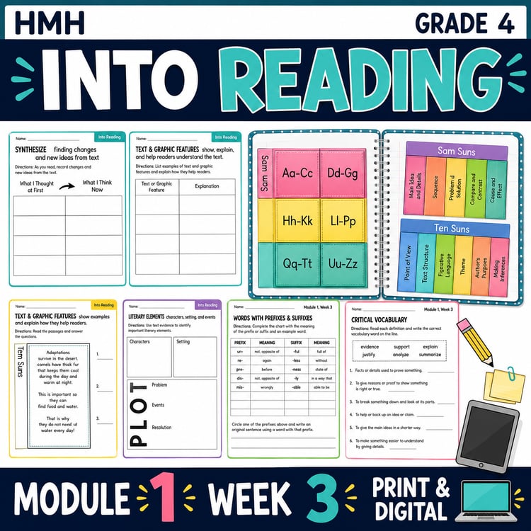 Into Reading HMH Grade 4 Module 7, Week 3: Ten Suns Supplement | Versions 1, 2 & 3