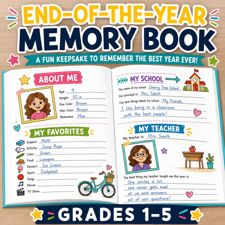 End-of-Year Memory Book & Reflection Activities | Grades 2–5
