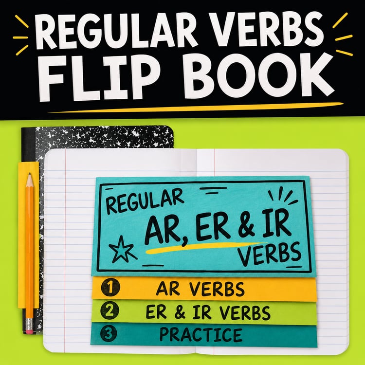 Spanish Regular -AR, -ER, -IR Present Tense Flip Book | Digital Google Slides Activity