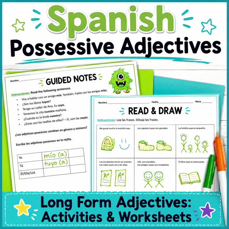 Spanish Possessive Adjectives Worksheets | Natural Approach & Zero-Prep Activities