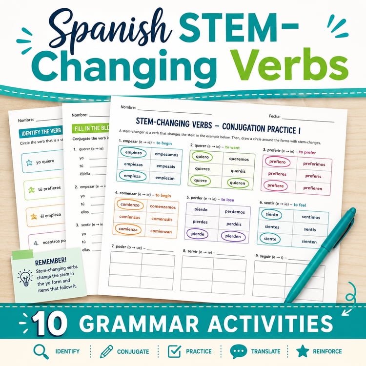 Spanish Stem-Changing Verbs Activities | Grammar Practice & Review