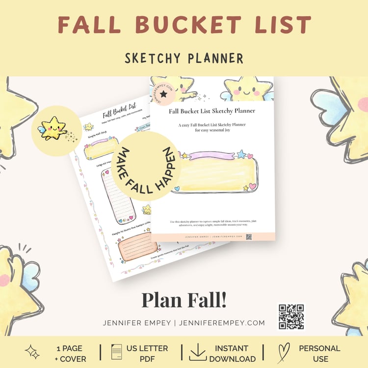 Fall Bucket List Sketchy Planner - Printable