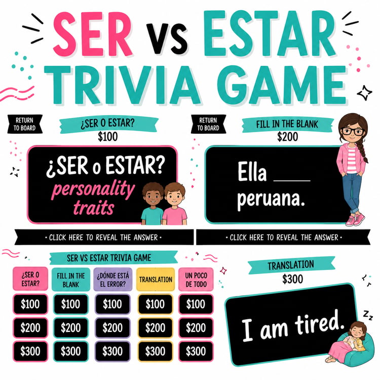 Ser vs Estar Trivia Game | Spanish Digital Review Activity