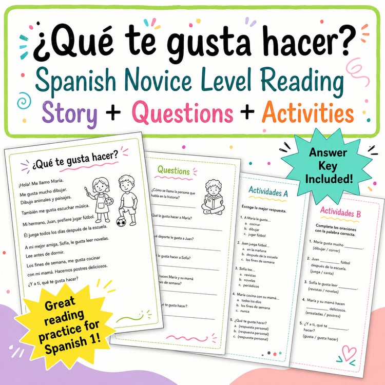 Spanish Likes & Dislikes Reading Comprehension | Questions & Activity