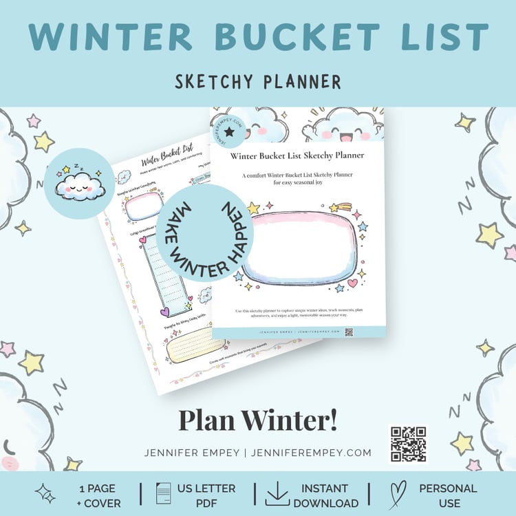 Winter Bucket List Sketchy Planner - Printable